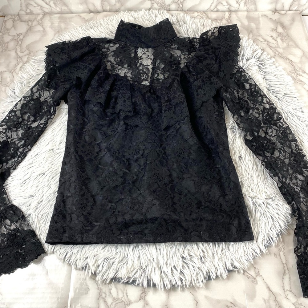 Vintage Frederick’s of Hollywood High Neck Lace Gothic Top EUC